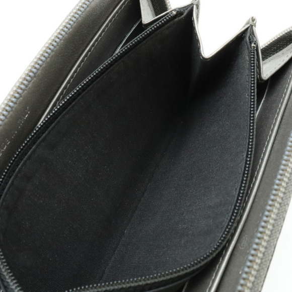 CHANEL Gray Caviar Leather Logo Wallet